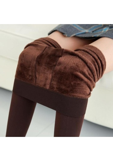 2021 Kış Sıcak Tayt Kadınlar Yüksek Bel Kız Rahat Leggins Kadınlar İçin Kalınlaşmak Rahat Esneklik Tayt Kahve Kahverengi