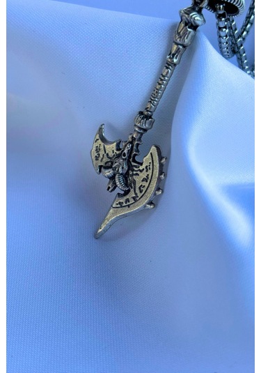 Balta El İşçiliği Paslanmaz Çelik Zincir Erkek Kolye Gümüş