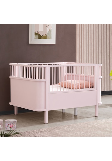 Mdf Beşik 130x90 Trend Büyüyen Beşik Pembe + 1 Comfort Yatak Pembe