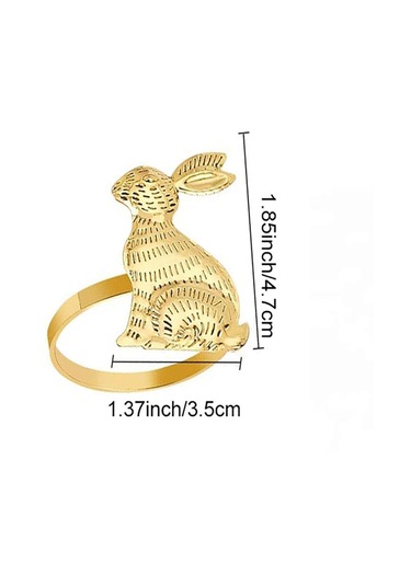 Homyl Tavşan Desenli Paskalya Peçete Halkaları Şükran Altın Altın