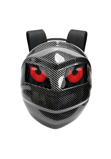 Karbon Fiber Led Gözlü Akıllı Sırt Çantası Sert Kasa, Usb Şarj Girişli, Işıklı Teknolojik Çanta Siyah