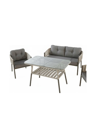 Galata 2+1+1+masa 70 120 Bahçe Balkon Mutfak Takımı,gri Gri