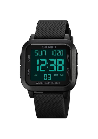 Erkekler Dijital Spor Saati Led Ekran Büyük Yüz Elektronik Saatler Çok Fonksiyonlu Su Geçirmez Alarm Kronometre Geri Işık Açık Açık Sıradan Siyah Saat Siyah Siyah