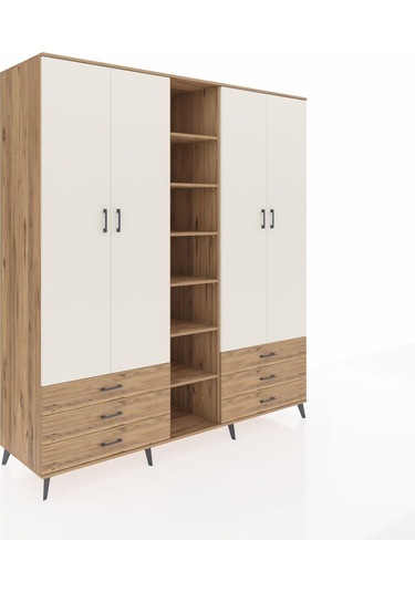 Kronos Dolap 13 Raflı 6 Çekmeceli 2 Askılı 220x59x243 Çam-aytaşı/çam Aytası/atlas Çam