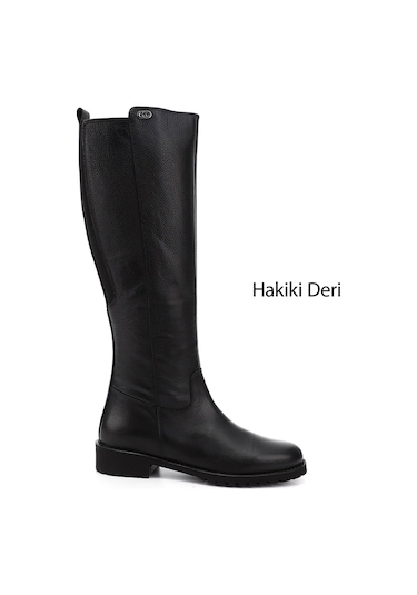 Gönderir Kadın Siyah Floter Fermuarlı Kauçuk Taban Hakiki Deri Çizme Gkzc13444551 Siyah