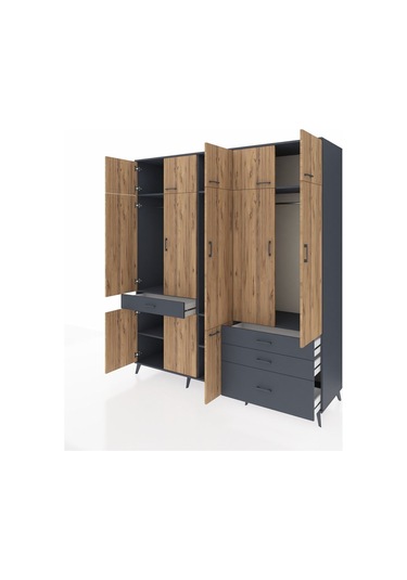 Kronos Dolap 8 Raflı 4 Çekmeceli 3 Askılı 220x59x243 Antrasit-çam/antrasit Atlas Çam/antrasıt Kronos Dolap 8 Raflı 4 Çekmeceli 3 Askılı 220x59x243 Antrasit-çam/antrasit Atlas Çam/antrasıt