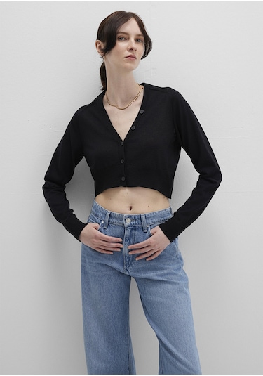 Mavi - Siyah Crop Hırka 1710690-900 Siyah