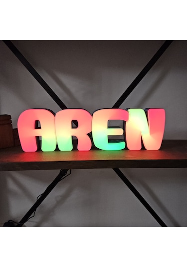 Argb Led Li Dekoratif İsim Kutusu Kişiye Özel 4 Harf
