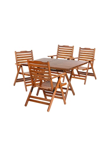 Madrid Atina Ahşap Bahçe Balkon Takımı: 60X80 Masa + 2 Sandalye