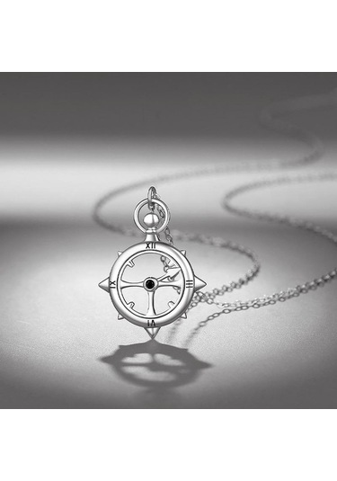 Novahub 925 Gümüş Lüks Kişilik Kolye - Kadın Klasik Gelgit Kolye - Gümüş Sterlin - Zirkon Taşlı Kolye - 50cm Uzunluk Gümüş