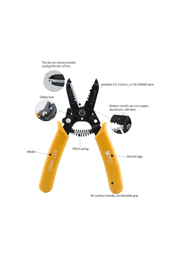 Best-5022 0.5 1.6mm Taşınabilir Crimper Kablo Sıyırma Tel Sıyırma Pensesi