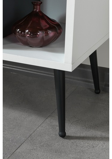 3112 Şile Metal Ayaklı Metal Kulplu Tv Ünitesi 100 Cm - Beyaz Beyaz