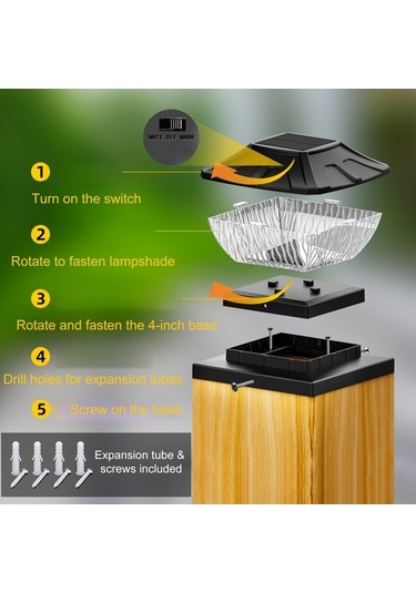 Besthome1 Güneş Enerjili 2'li Kapı Sütunu Işığı - Beyaz Isı/sıcak Işık 600mah Pil, Ip65 Su Geçirmez Beyaz