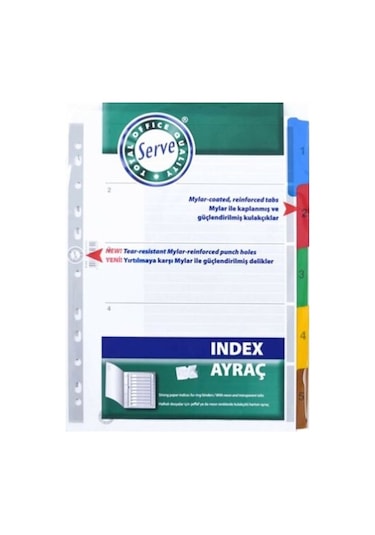 Serve 1-5 Renkli Rakamlı Ayraç 5523