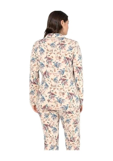 Ciciten Pamuk Melanj Desenli Boydan Düğmeli Bayan Pijama Takım 001