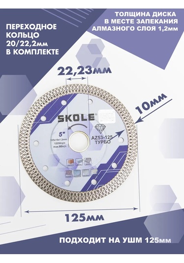 Skole Seramik Granit İçin 125 Mm İnce İpek Ağ Elmas Disk 446374811