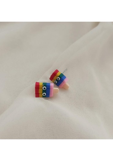 Küpe Kadın Kız Çocuk Küpesi Renkli Şık Göz Dondurma Renkli Takı Renkli