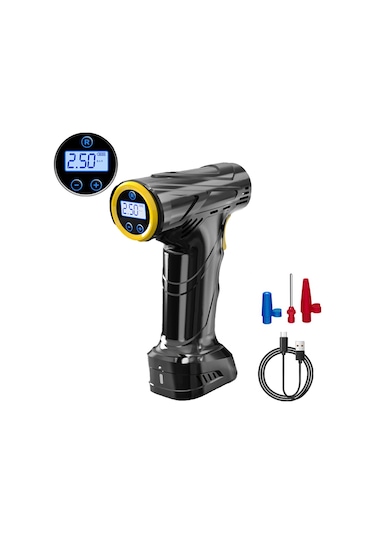 Yaozixa Siyah El Tipi Akıllı Lastik Pompa - Otomobil Bisiklet İçin Hızlı Şişirme, Mekanik Manometre, Led Işık, Taşınabilir 12v