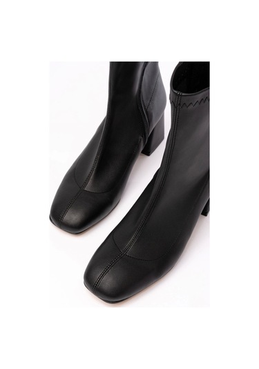 Hc-2700 Siyah Streç Topuklu Fermuarlı Günlük Kadın Bot Siyah