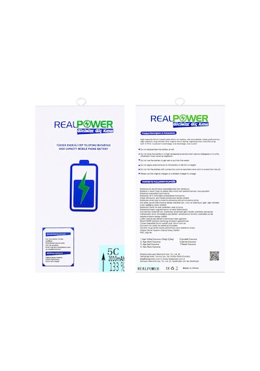 Teknonet Apple Uyumlu iPhone 5c  Realpower Güçlendirilmiş 2000 Mah