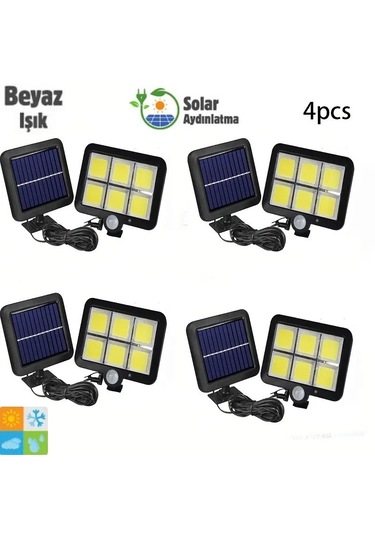 Mrs Solar Hb-600 Model 4'lü Paket 120 Cob Led Solar Panel Güneş E