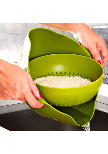 Çok Amaçlı 360 Derece Dönebilir Pratik Hazneli Mutfak Süzgeç Elek Çok Renkli