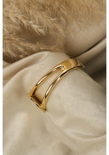 Çildan Womens Gold Ve Silver Özel Tasarım Plaka Detaylı Kelepçe B