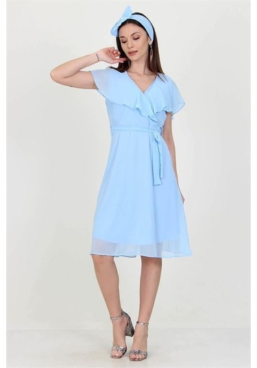 Kadın Şifon Mezuniyet Elbisesi Dpry8081 Bebe Mavisi