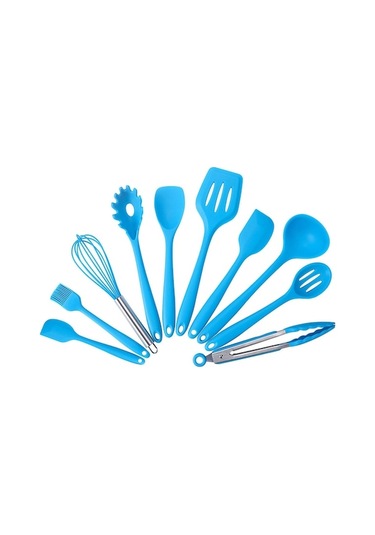 Novahub Mavi Renk Kutusu Silikon Tencere 10 Parçalı Yapışmaz Tencere Seti Mutfak Aletleri Bakeware Mavi