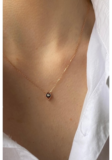 Zümrüt Sarraf 8 Ayar Altın 0.03 Ct Tek Göz Elmas Kolye