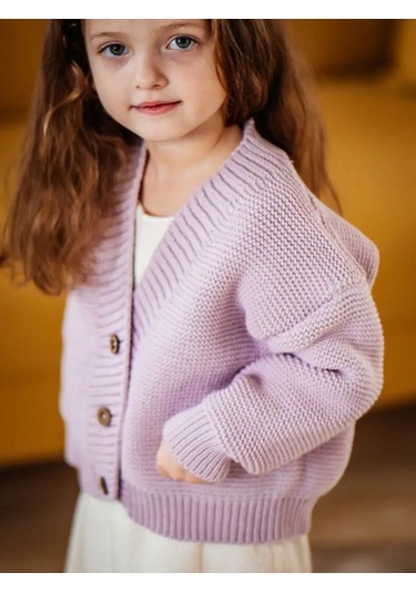 Aishah Kids Kız Çocuk İçin Örgü Sonbahar Kazağı 137624184 Leylak