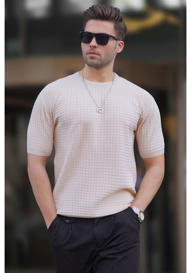 Madmext Madmext Erkek Bej Tişört 5685-Bej