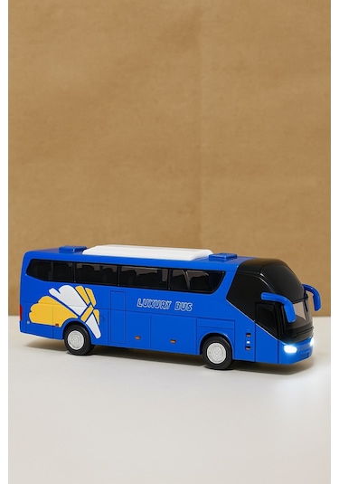 Lüks Işıklı Sesli Kapıları Ve Bagajı Açılan Yumuşak Lastikli Tur Tatil Otobüsü 15 Cm - Mavi