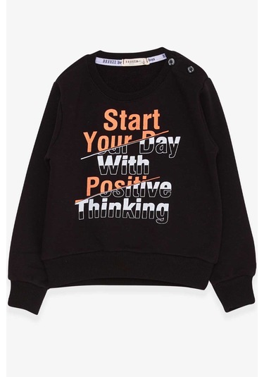 Breeze Erkek Çocuk Sweatshirt Yazı Baskılı 2-6 Yaş, Siyah