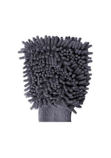 Microlüks Şönil Mikrofiber Oto Yıkama Eldiveni, Gri Renk, 20 X 24 Cm. Beyaz