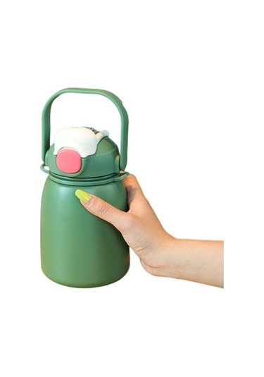 Puni 800 Ml. Çocuk Suluklar Mataralar Yalıtım Bardağı Paslanmaz Çelik Taşınabilir Saman Su Şişesi 9q2ıje Açık Yeşil