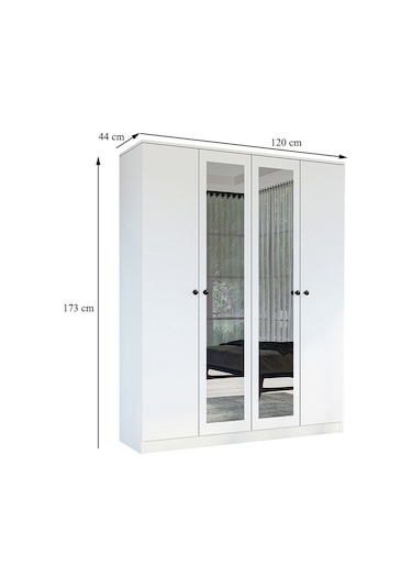 Gm 053 Hayal 4 Kapılı Aynalı Düğme Kulplu Gardırop