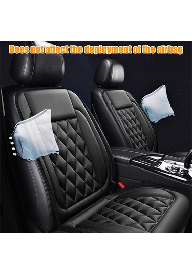 Yaozixa Sıcaklık Ayarlı 12v Elektrikli Otomobil Yastığı - Siyah İki Koltuklu, Hızlı Isıtma, Ev/ofis Uyumlu