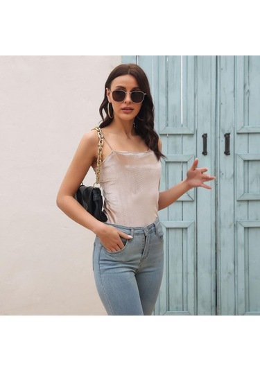 Açık Haki İlkbahar Ve Yaz Kadın Spagetti Sapanlar Kolsuz Tank Tops Vintage İnce Alt Kaşkorse Kolsuz Üst