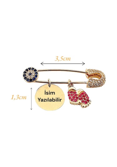 Altın Nesil - 14 Ayar Bebek Ayağı Detaylı Levha Bebek İğnesi Kırmızı