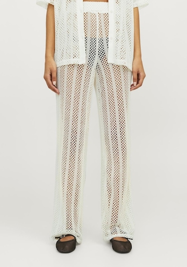 Jack & Jones Kadin Loose Fit Krose Pantolon - Ellie 12255375 Vanilla Ice Beyaz