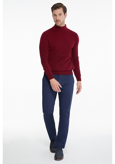 Hatemoğlu Yarım Balıkçı Erkek Triko Kazak Bordo