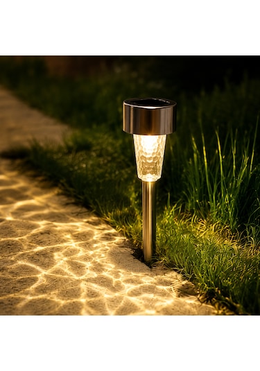 Solar Bahçe Aydınlatma Lambası Paslanmaz Çelik Led Saksı & Yol Işığı Sarı