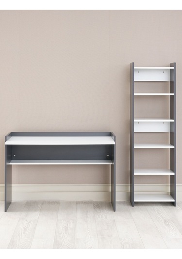 Çalışma Masası Ve Kitaplık Beyaz