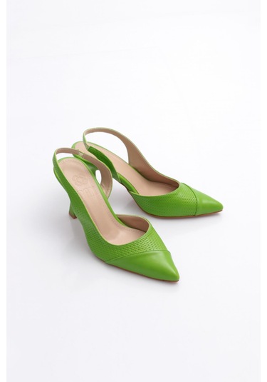 Dgn 04 Kadin İnce Topuklu Ayakkabi Yeşil