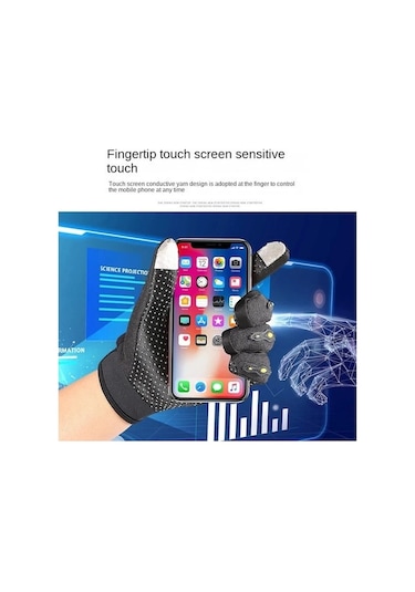 Vkemall Motosiklet Sürücü Eldiveni: Kayma Öğesi, Koruyucu, Dayanıklı Dokunmatik Ekran Uyumlu Siyah Tam Noktalı