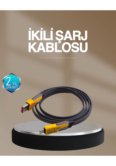 Buğz Hızlı Şarj Destekli 65w Örgülü Usb-c Ve Usb-a Çoklu Şarj Kablosu