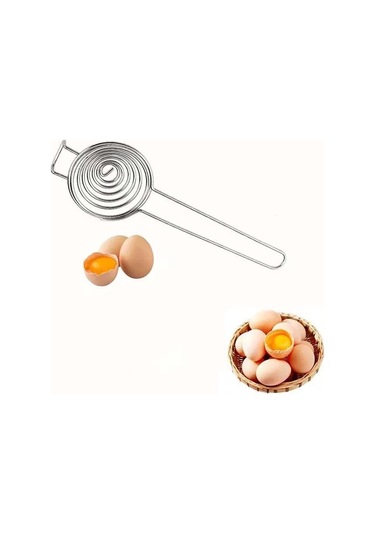 Spiral Paslanmaz Çelik Yumurta Akı Ayırıcı Taşınabilir Yumurta Sarısı Ayırıcı Bölücü Uzun Saplı Mutfak Malzemeleri İçin Yumurta Aletleri Gümüş
