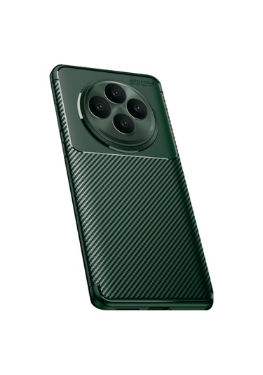 Oppo Reno 11 Fs Kılıf Focus Carbon Desen Silikon Kapak Koyu Yeşil