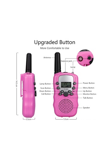 Tenfowee Kızıl Pembe 8 Kanal 3 Km Uzaklıkta Konuşan Radyo, Otomatik Gürültü Engelleme Vox Fonksiyonu, Kamp, Dağa Çıkma, Bisiklet Turu İçin, 0.5w Güç, Avrupa Frekansı Pil Yok
